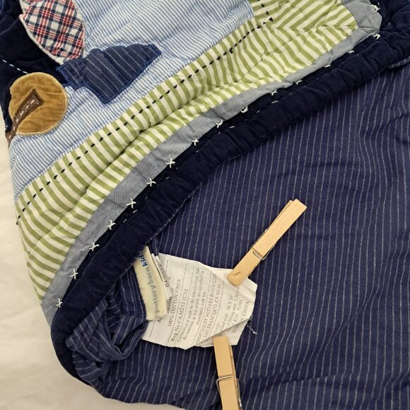 Pottery Barn Kids Train Engine Quilted Patchwork Pillow  Sham Standard (2) - Picture 5 of 10